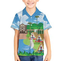 Feliz Dia de Madeira Personalized Kid Hawaiian Shirt Traditional Palheiros Straw-roofed Houses - Wonder Print Shop