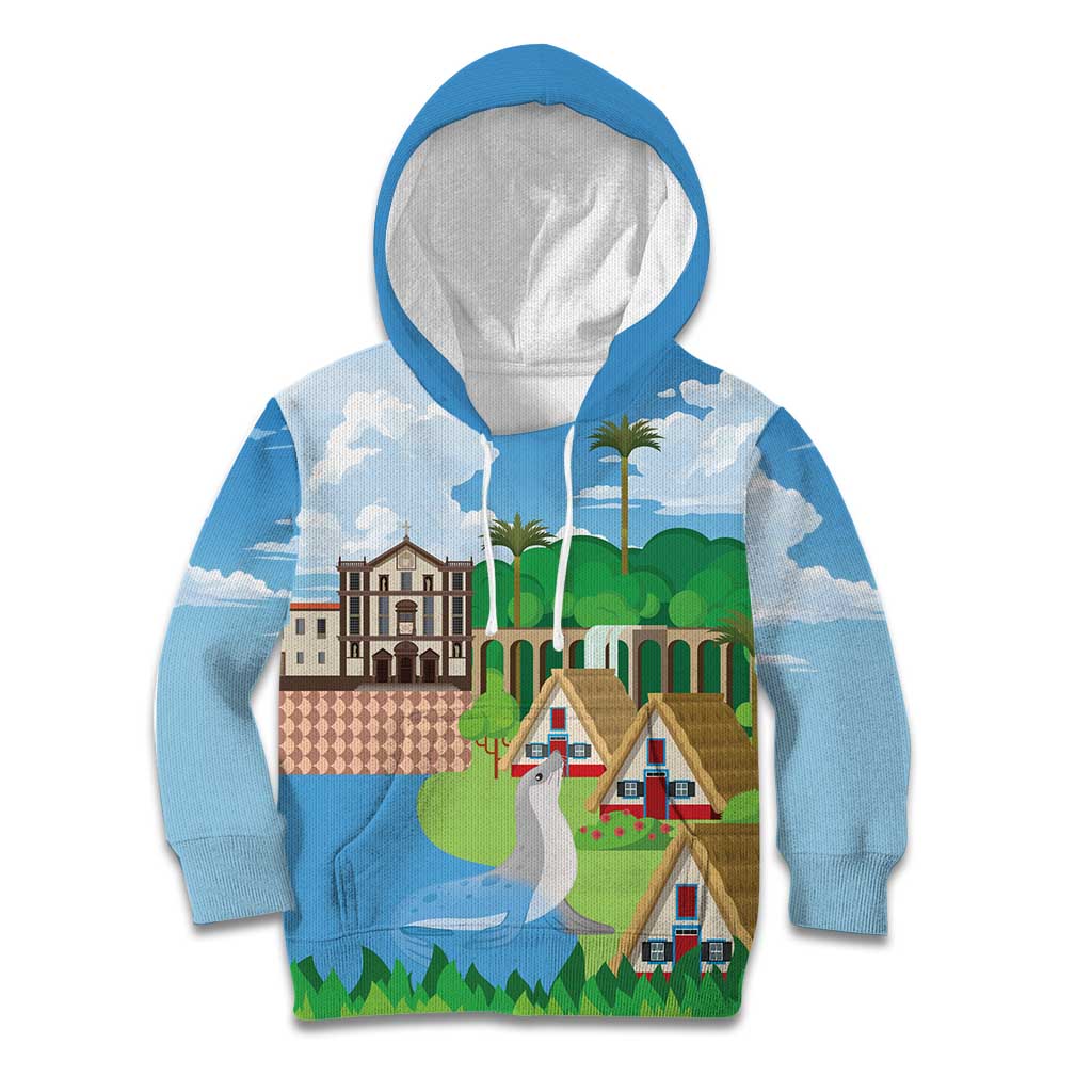 Feliz Dia de Madeira Personalized Kid Hoodie Traditional Palheiros Straw-roofed Houses - Wonder Print Shop