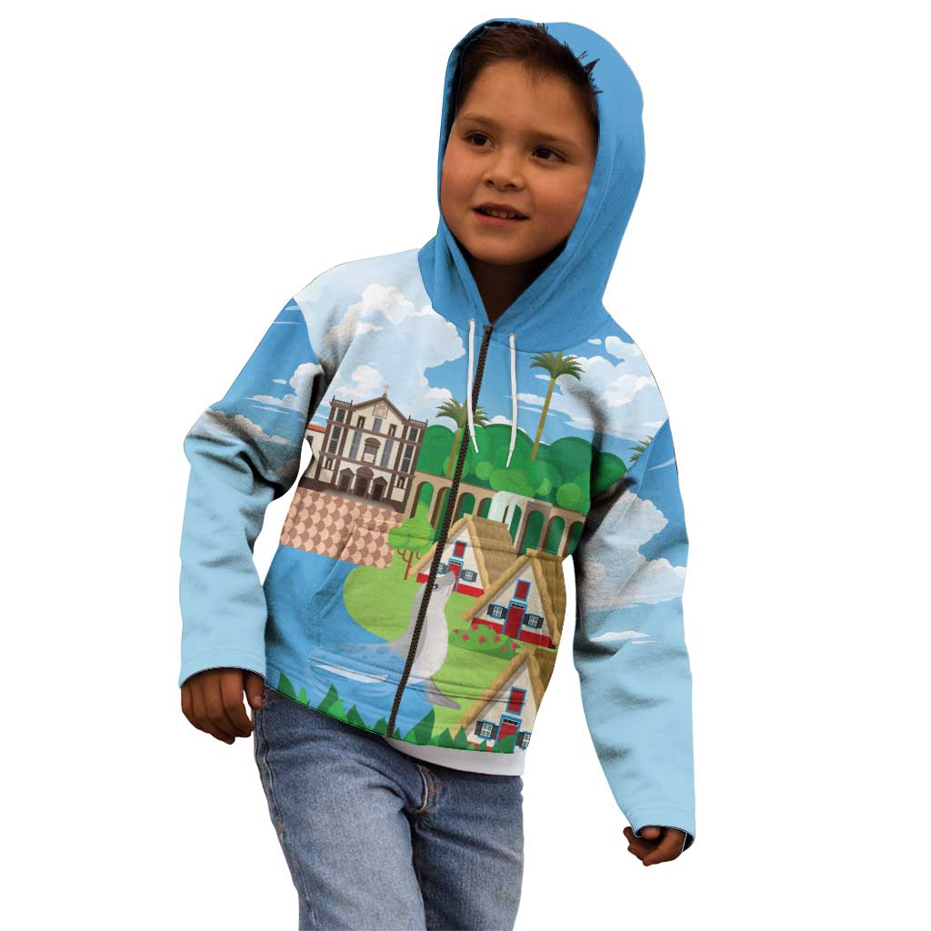 Feliz Dia de Madeira Personalized Kid Hoodie Traditional Palheiros Straw-roofed Houses - Wonder Print Shop