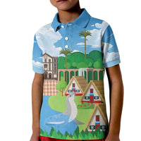 Feliz Dia de Madeira Personalized Kid Polo Shirt Traditional Palheiros Straw-roofed Houses - Wonder Print Shop