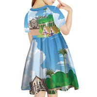 Feliz Dia de Madeira Personalized Kid Short Sleeve Dress Traditional Palheiros Straw-roofed Houses - Wonder Print Shop