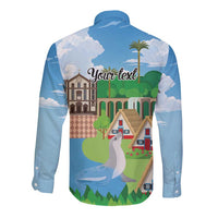 Feliz Dia de Madeira Personalized Long Sleeve Button Shirt Traditional Palheiros Straw-roofed Houses - Wonder Print Shop