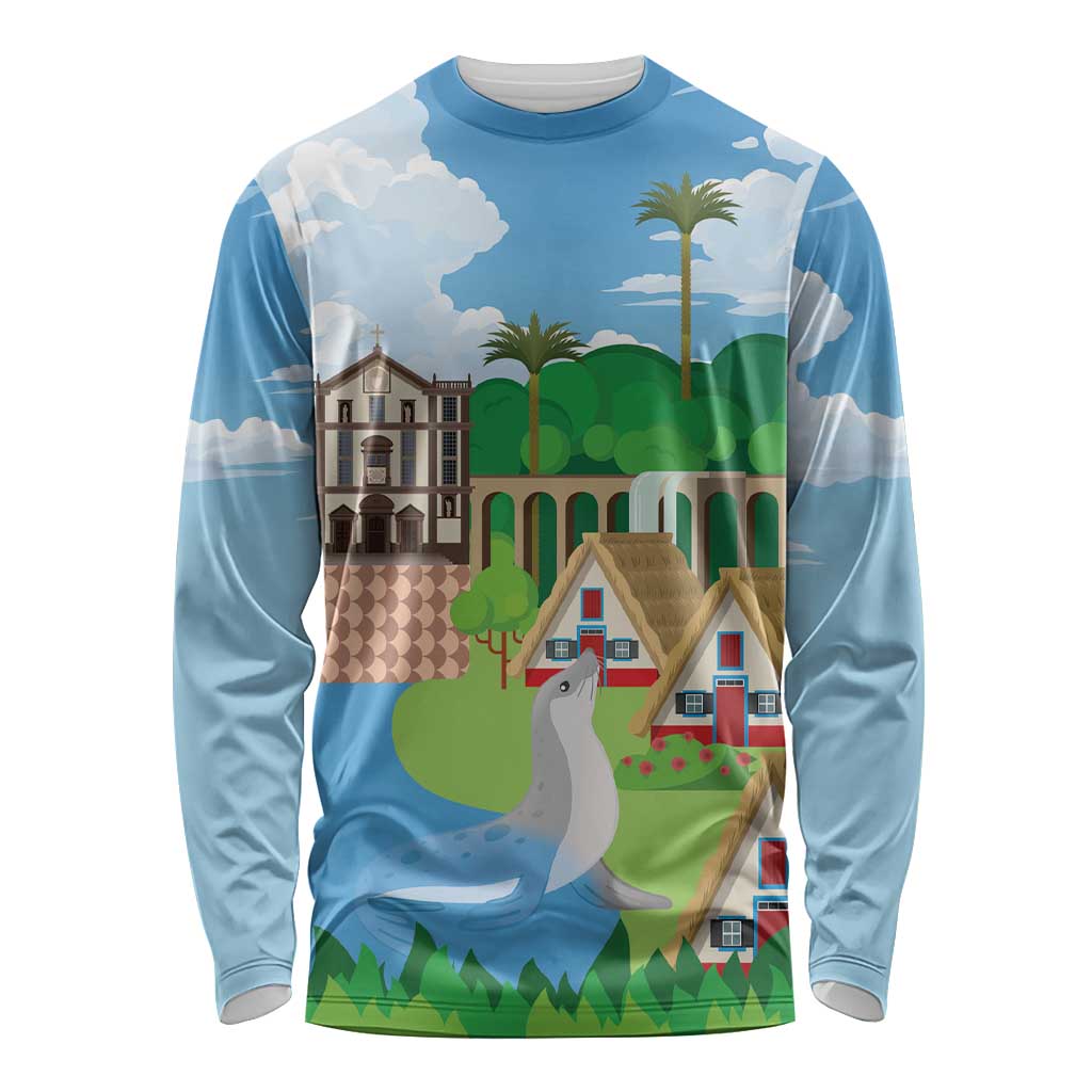 Feliz Dia de Madeira Personalized Long Sleeve Shirt Traditional Palheiros Straw-roofed Houses - Wonder Print Shop