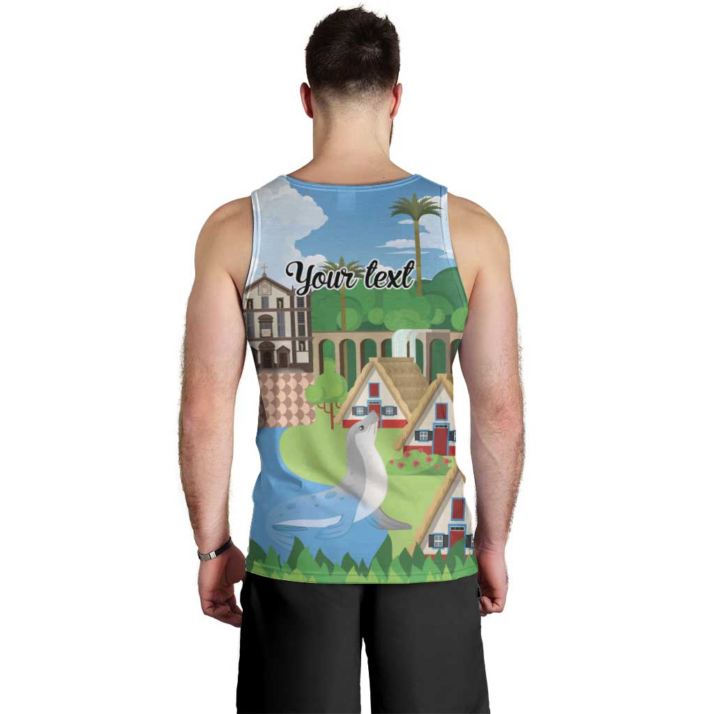 Feliz Dia de Madeira Personalized Men Tank Top Traditional Palheiros Straw-roofed Houses - Wonder Print Shop