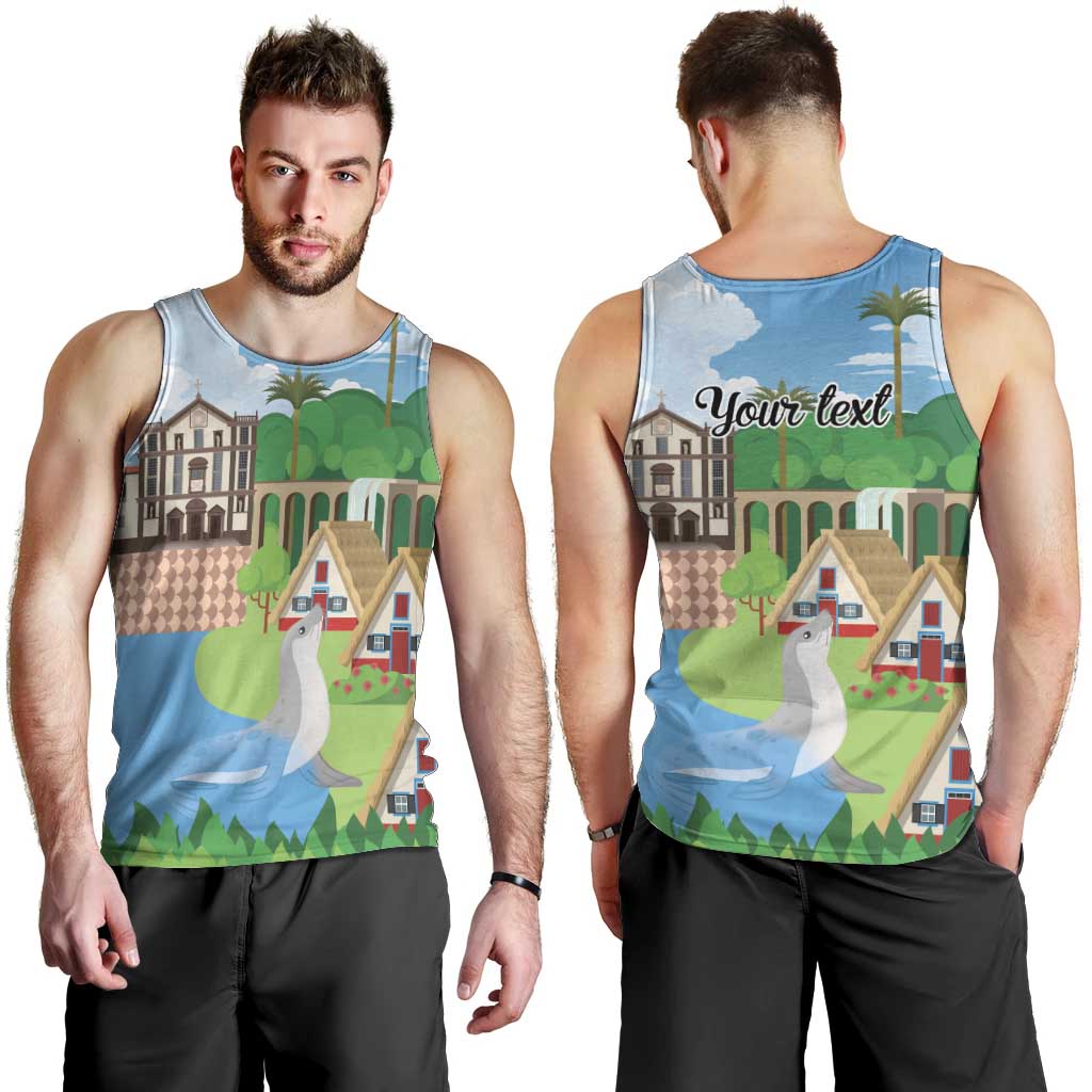 Feliz Dia de Madeira Personalized Men Tank Top Traditional Palheiros Straw-roofed Houses - Wonder Print Shop