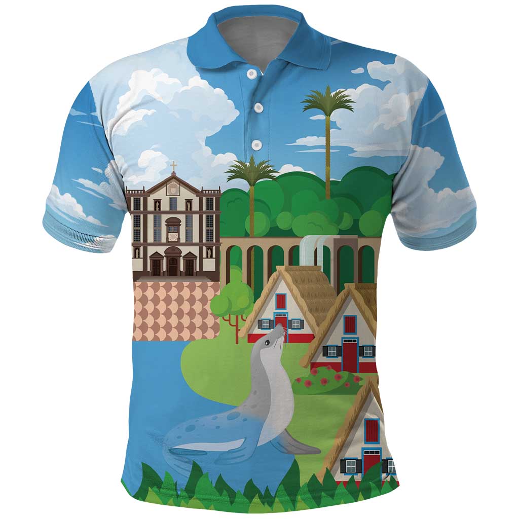 Feliz Dia de Madeira Personalized Polo Shirt Traditional Palheiros Straw-roofed Houses - Wonder Print Shop