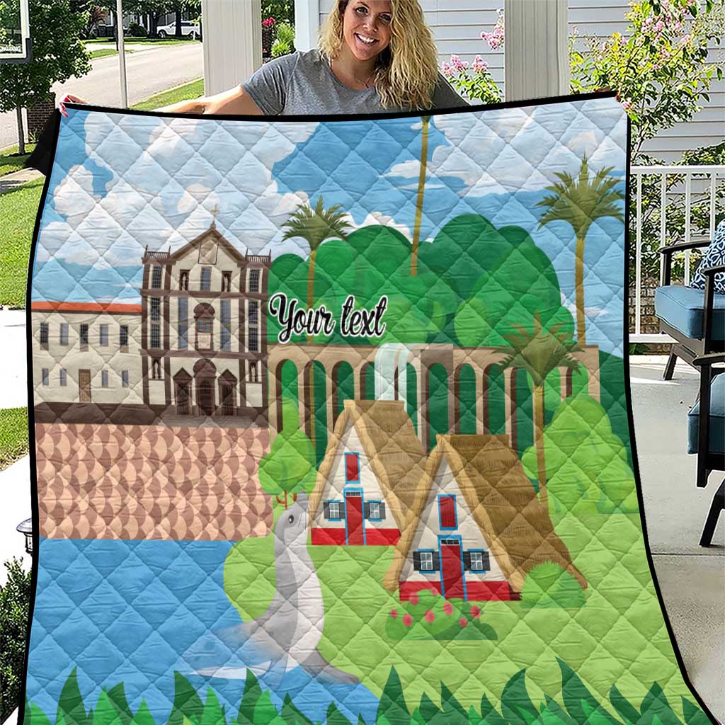 Feliz Dia de Madeira Personalized Quilt Traditional Palheiros Straw-roofed Houses - Wonder Print Shop