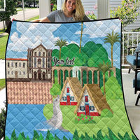 Feliz Dia de Madeira Personalized Quilt Traditional Palheiros Straw-roofed Houses - Wonder Print Shop