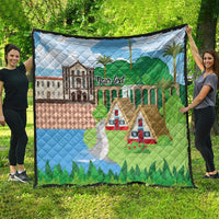 Feliz Dia de Madeira Personalized Quilt Traditional Palheiros Straw-roofed Houses - Wonder Print Shop