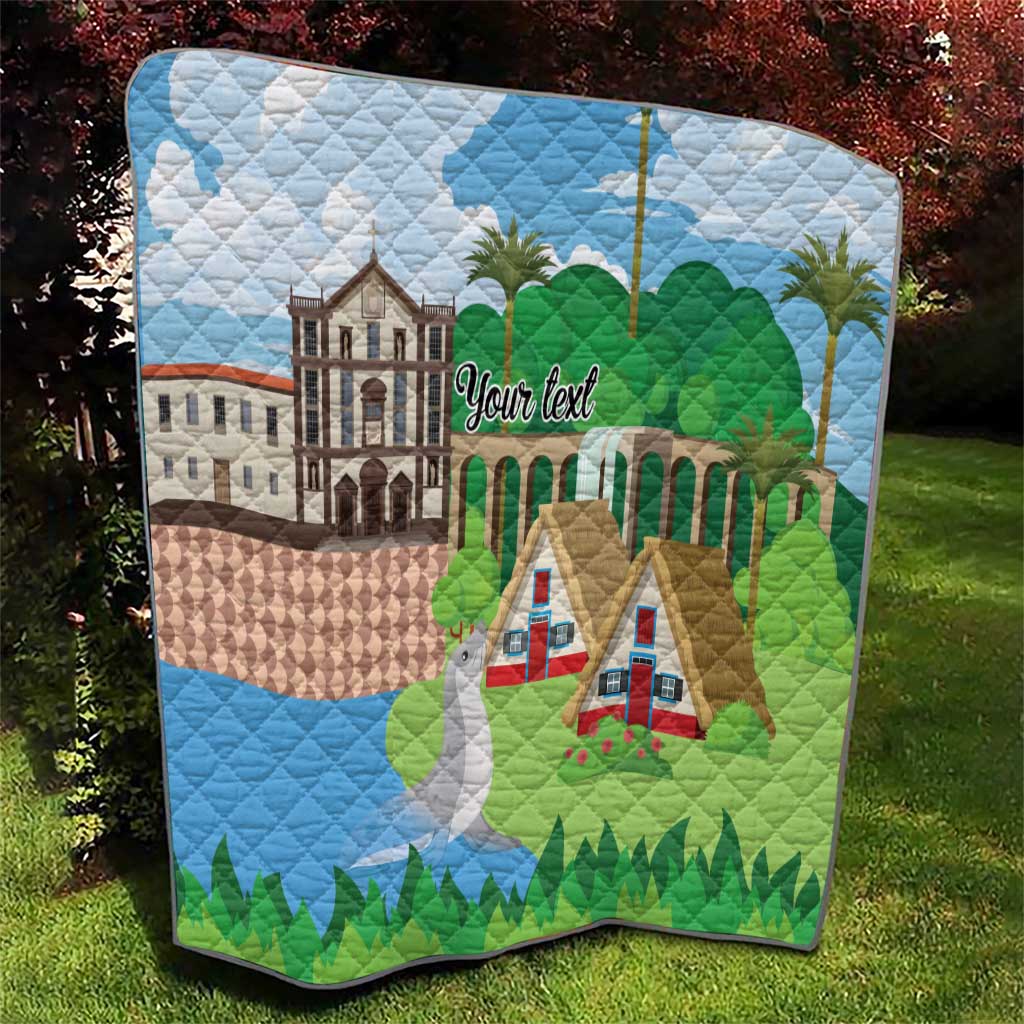 Feliz Dia de Madeira Personalized Quilt Traditional Palheiros Straw-roofed Houses - Wonder Print Shop