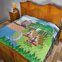 Feliz Dia de Madeira Personalized Quilt Traditional Palheiros Straw-roofed Houses - Wonder Print Shop