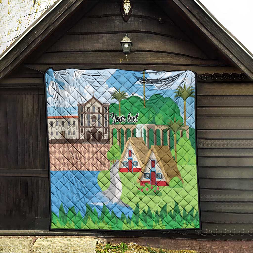 Feliz Dia de Madeira Personalized Quilt Traditional Palheiros Straw-roofed Houses - Wonder Print Shop