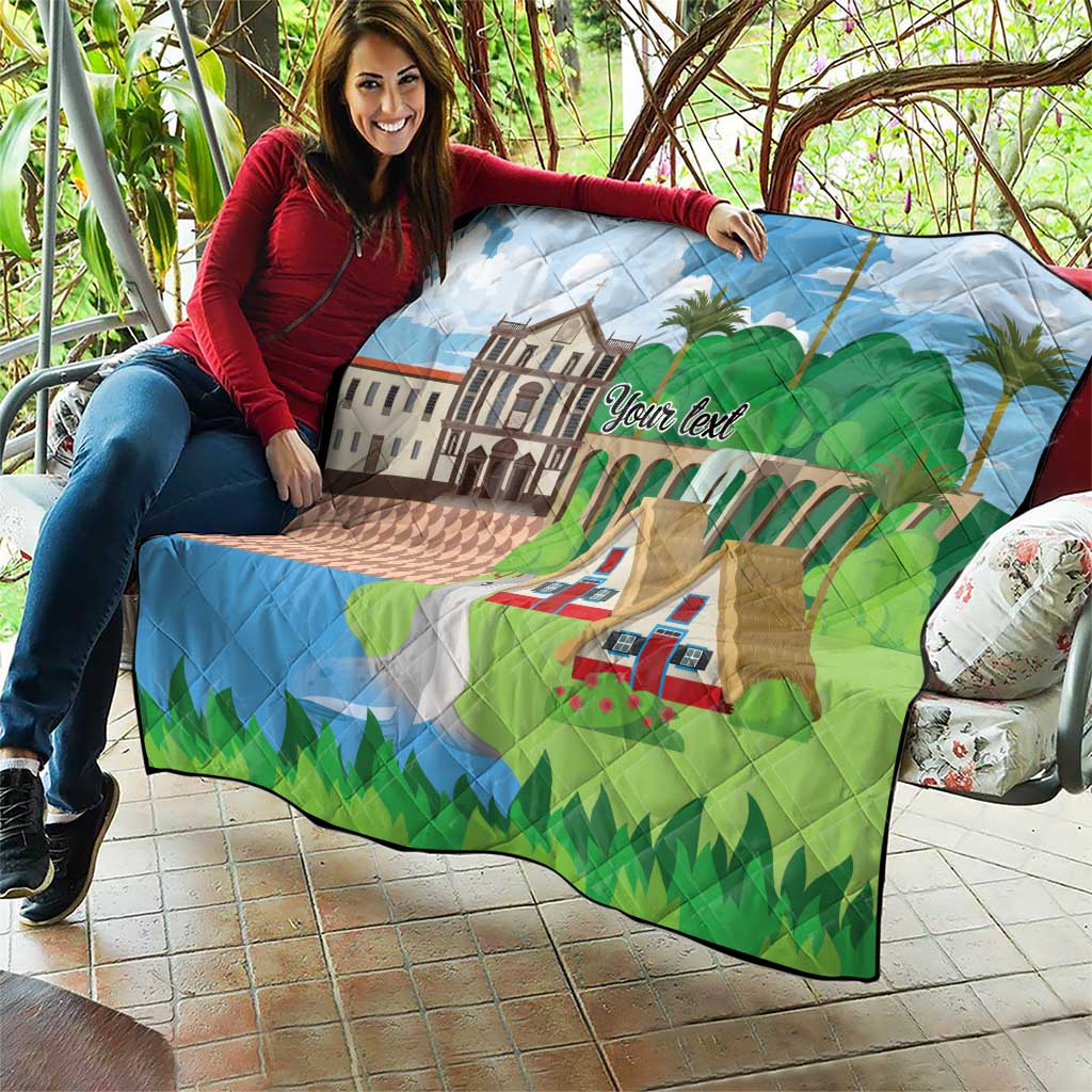 Feliz Dia de Madeira Personalized Quilt Traditional Palheiros Straw-roofed Houses - Wonder Print Shop