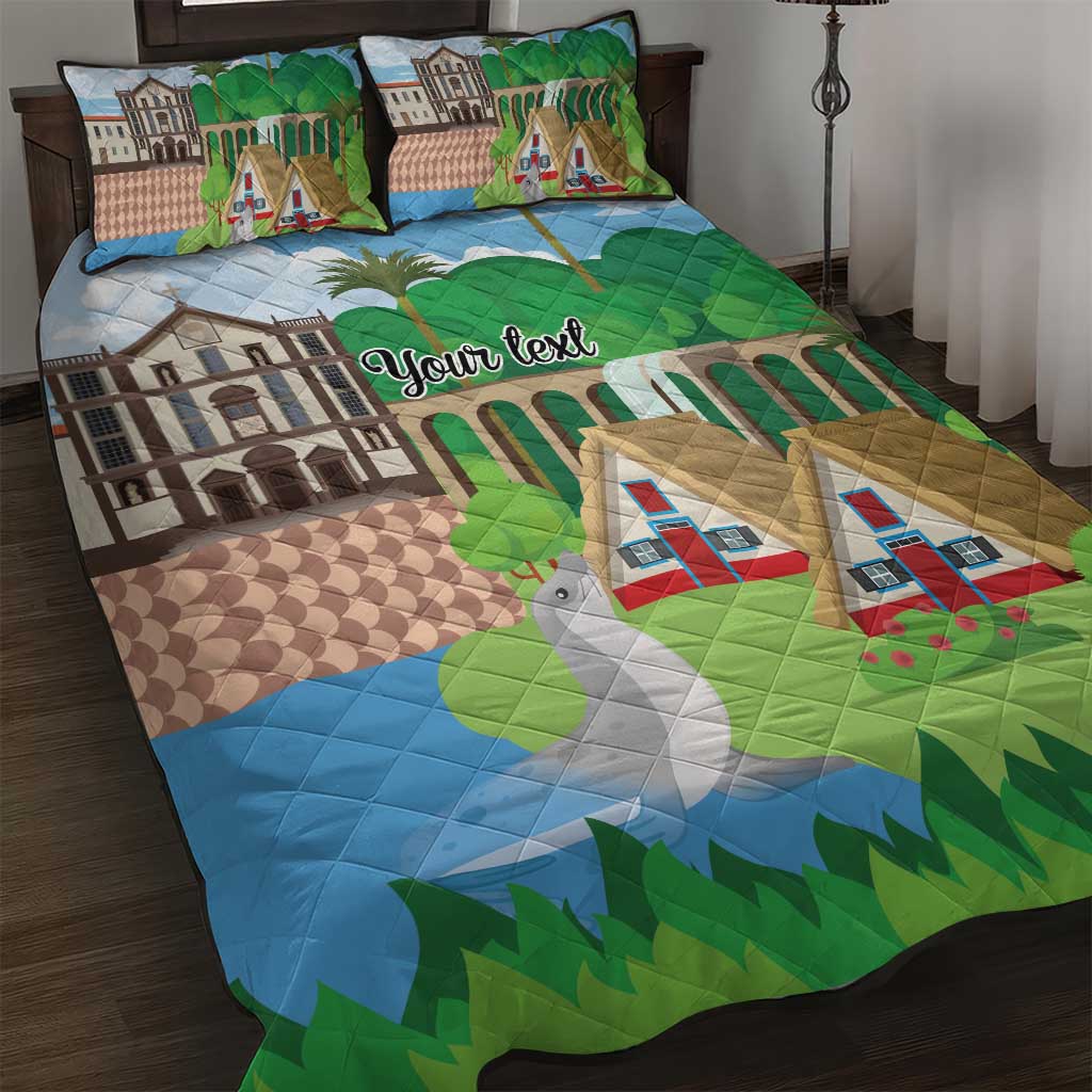 Feliz Dia de Madeira Personalized Quilt Bed Set Traditional Palheiros Straw-roofed Houses - Wonder Print Shop