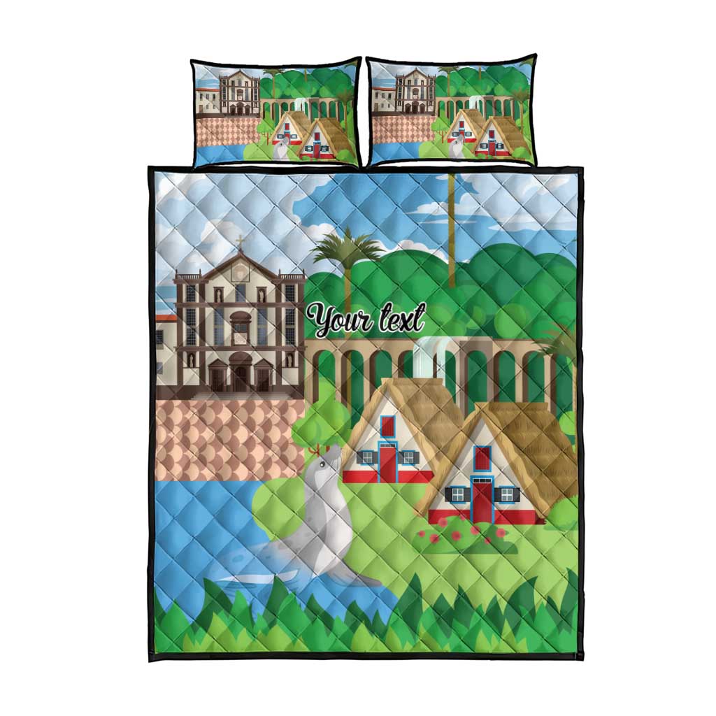 Feliz Dia de Madeira Personalized Quilt Bed Set Traditional Palheiros Straw-roofed Houses - Wonder Print Shop
