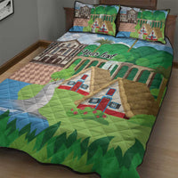 Feliz Dia de Madeira Personalized Quilt Bed Set Traditional Palheiros Straw-roofed Houses - Wonder Print Shop