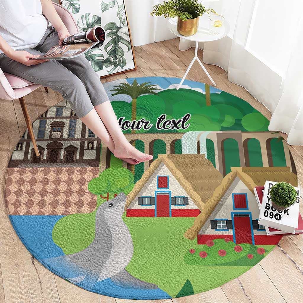 Feliz Dia de Madeira Personalized Round Carpet Traditional Palheiros Straw-roofed Houses - Wonder Print Shop