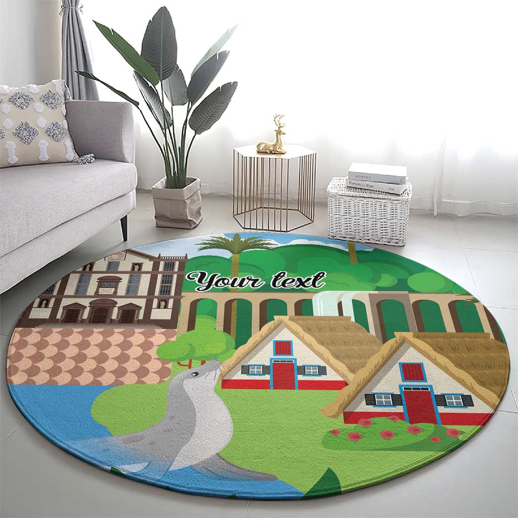 Feliz Dia de Madeira Personalized Round Carpet Traditional Palheiros Straw-roofed Houses - Wonder Print Shop