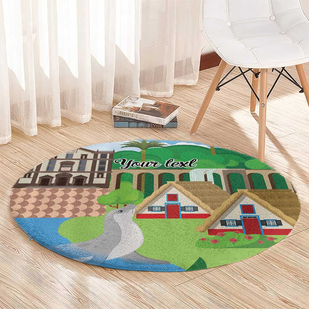 Feliz Dia de Madeira Personalized Round Carpet Traditional Palheiros Straw-roofed Houses - Wonder Print Shop