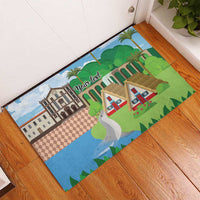 Feliz Dia de Madeira Personalized Rubber Doormat Traditional Palheiros Straw-roofed Houses - Wonder Print Shop