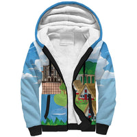 Feliz Dia de Madeira Personalized Sherpa Hoodie Traditional Palheiros Straw-roofed Houses - Wonder Print Shop