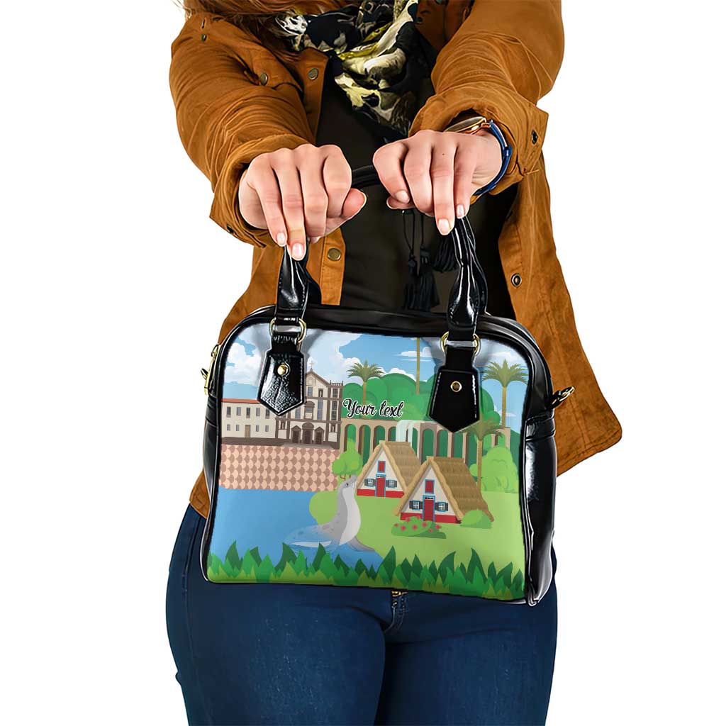 Feliz Dia de Madeira Personalized Shoulder Handbag Traditional Palheiros Straw-roofed Houses - Wonder Print Shop