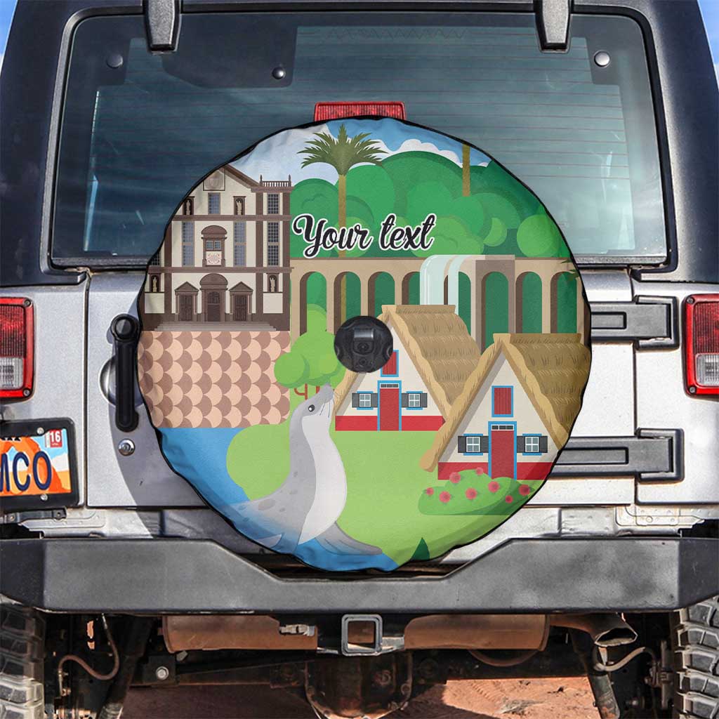 Feliz Dia de Madeira Personalized Spare Tire Cover Traditional Palheiros Straw-roofed Houses - Wonder Print Shop