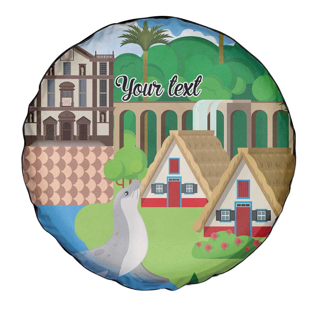 Feliz Dia de Madeira Personalized Spare Tire Cover Traditional Palheiros Straw-roofed Houses - Wonder Print Shop