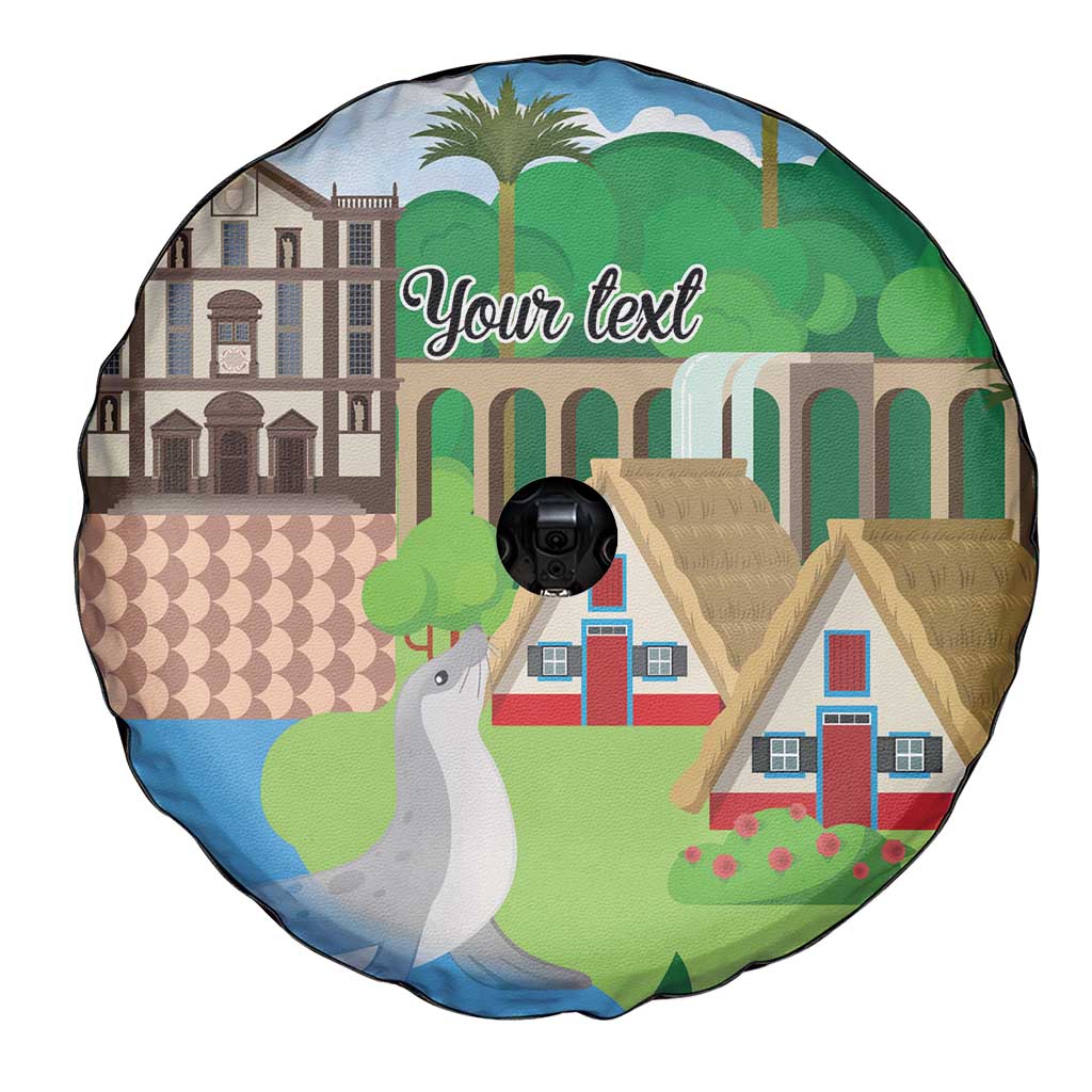 Feliz Dia de Madeira Personalized Spare Tire Cover Traditional Palheiros Straw-roofed Houses - Wonder Print Shop