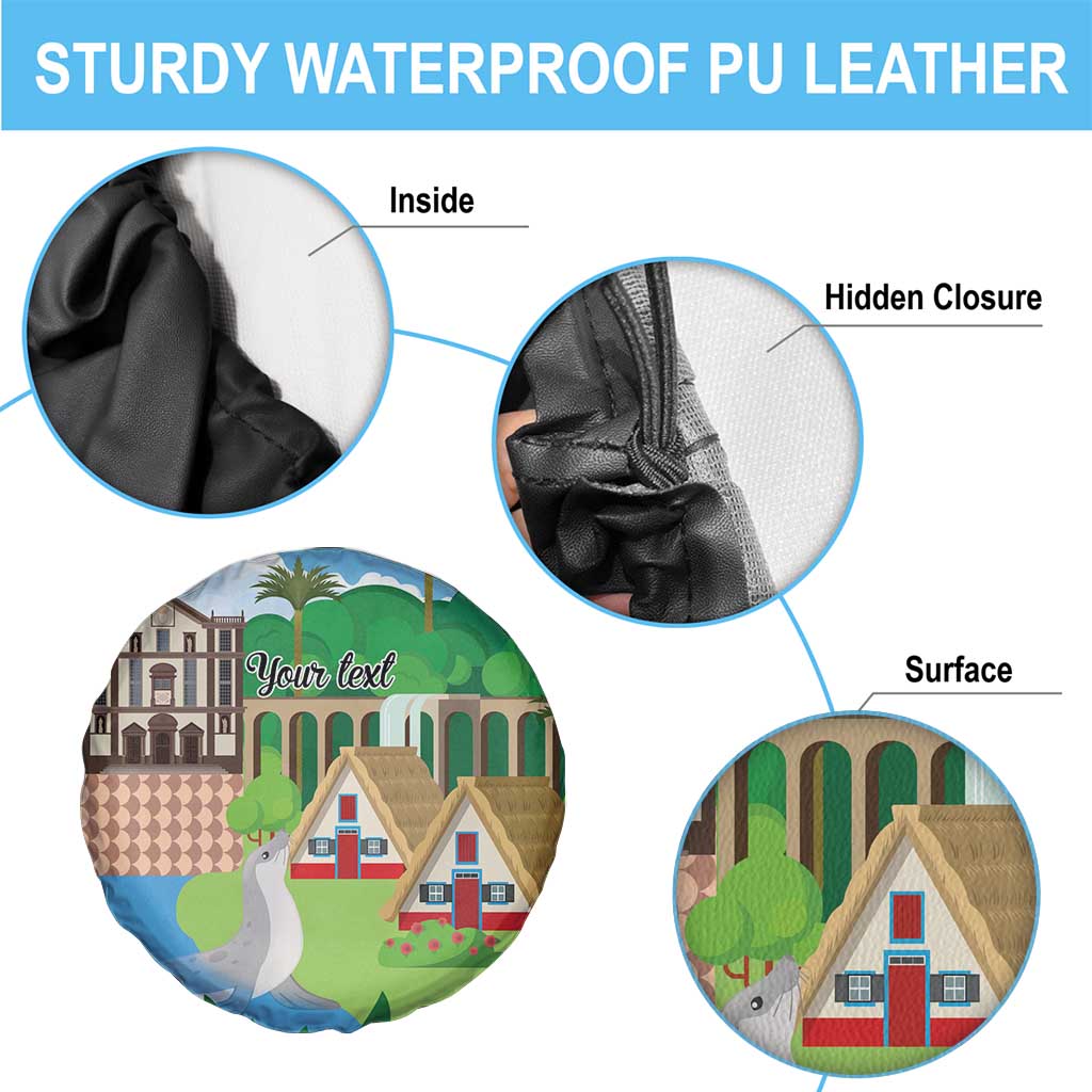 Feliz Dia de Madeira Personalized Spare Tire Cover Traditional Palheiros Straw-roofed Houses - Wonder Print Shop