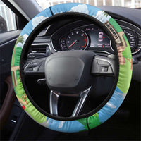 Feliz Dia de Madeira Steering Wheel Cover Traditional Palheiros Straw-roofed Houses - Wonder Print Shop