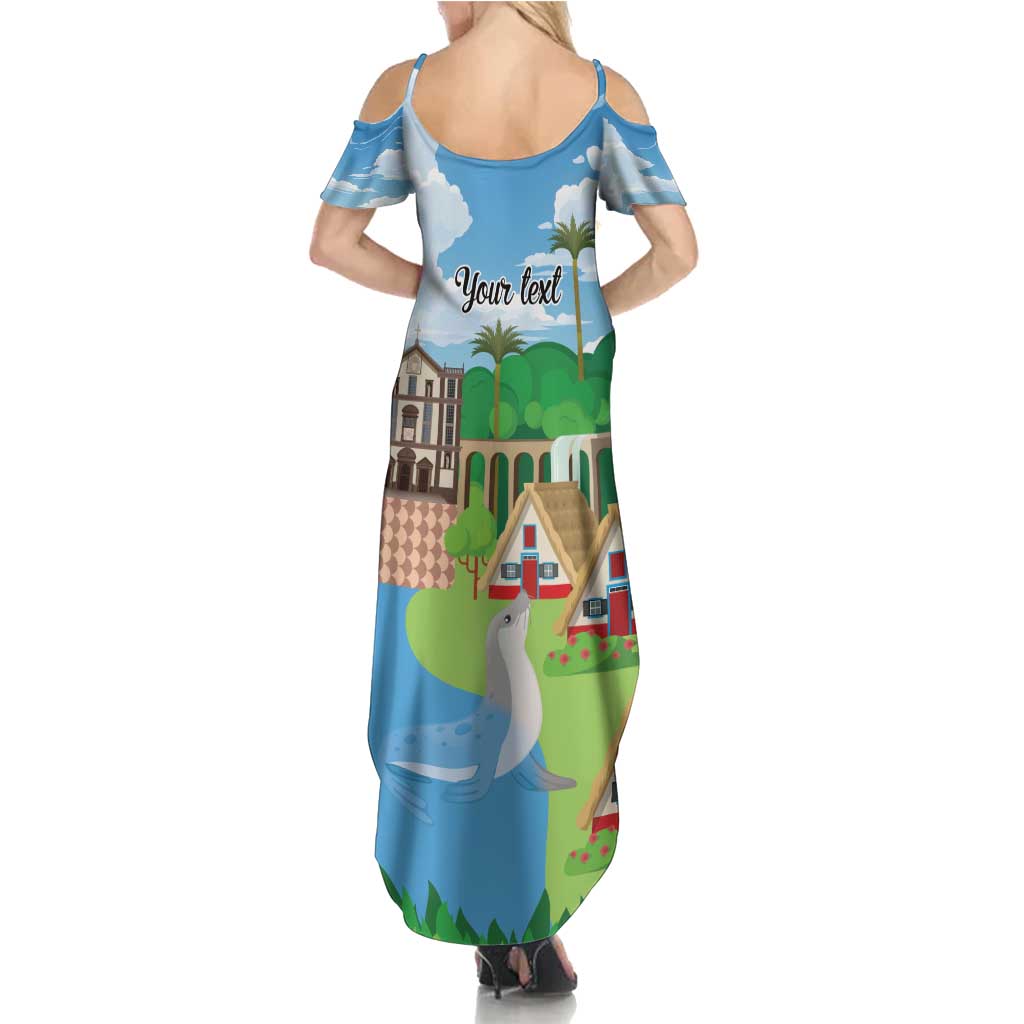 Feliz Dia de Madeira Personalized Summer Maxi Dress Traditional Palheiros Straw-roofed Houses - Wonder Print Shop