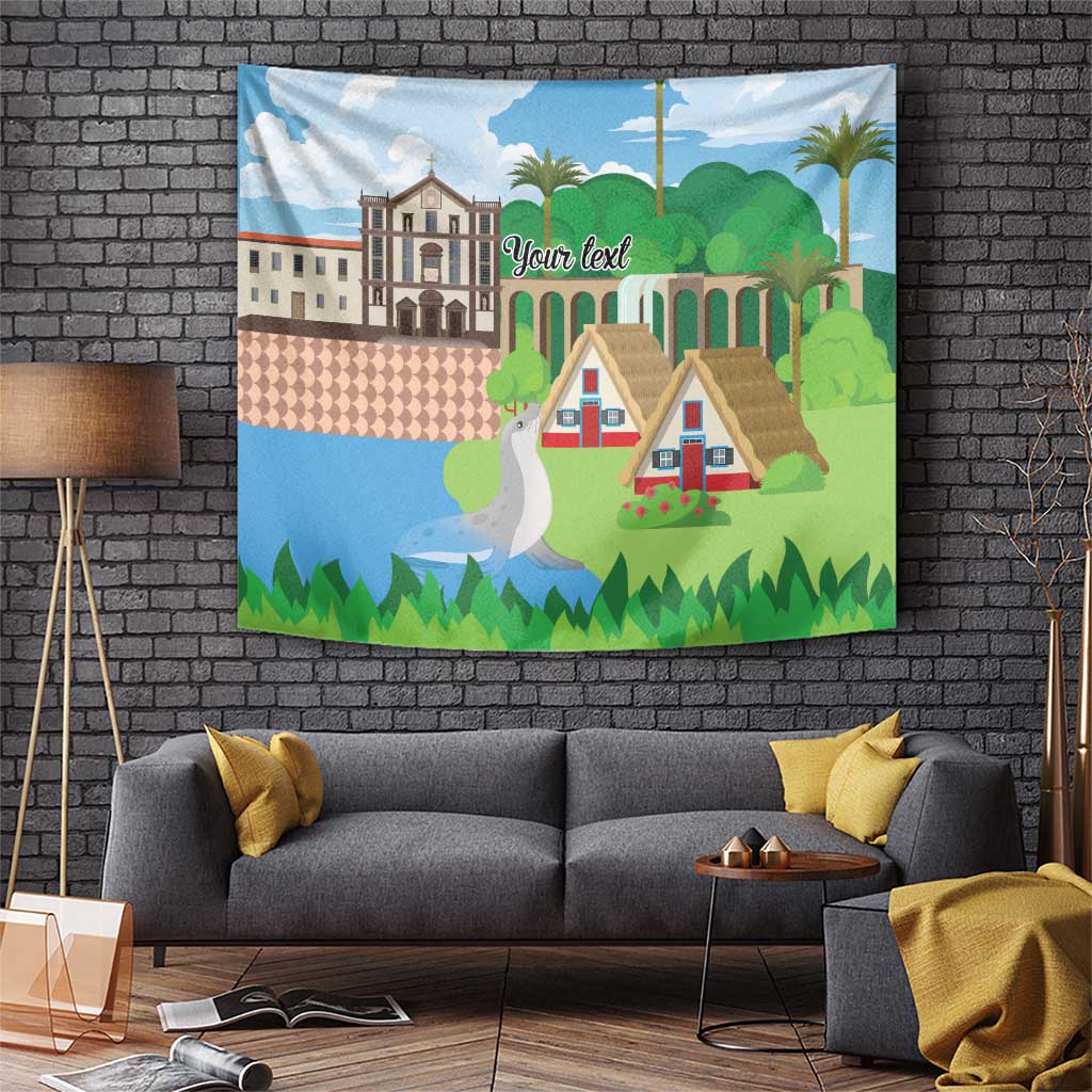 Feliz Dia de Madeira Personalized Tapestry Traditional Palheiros Straw-roofed Houses - Wonder Print Shop