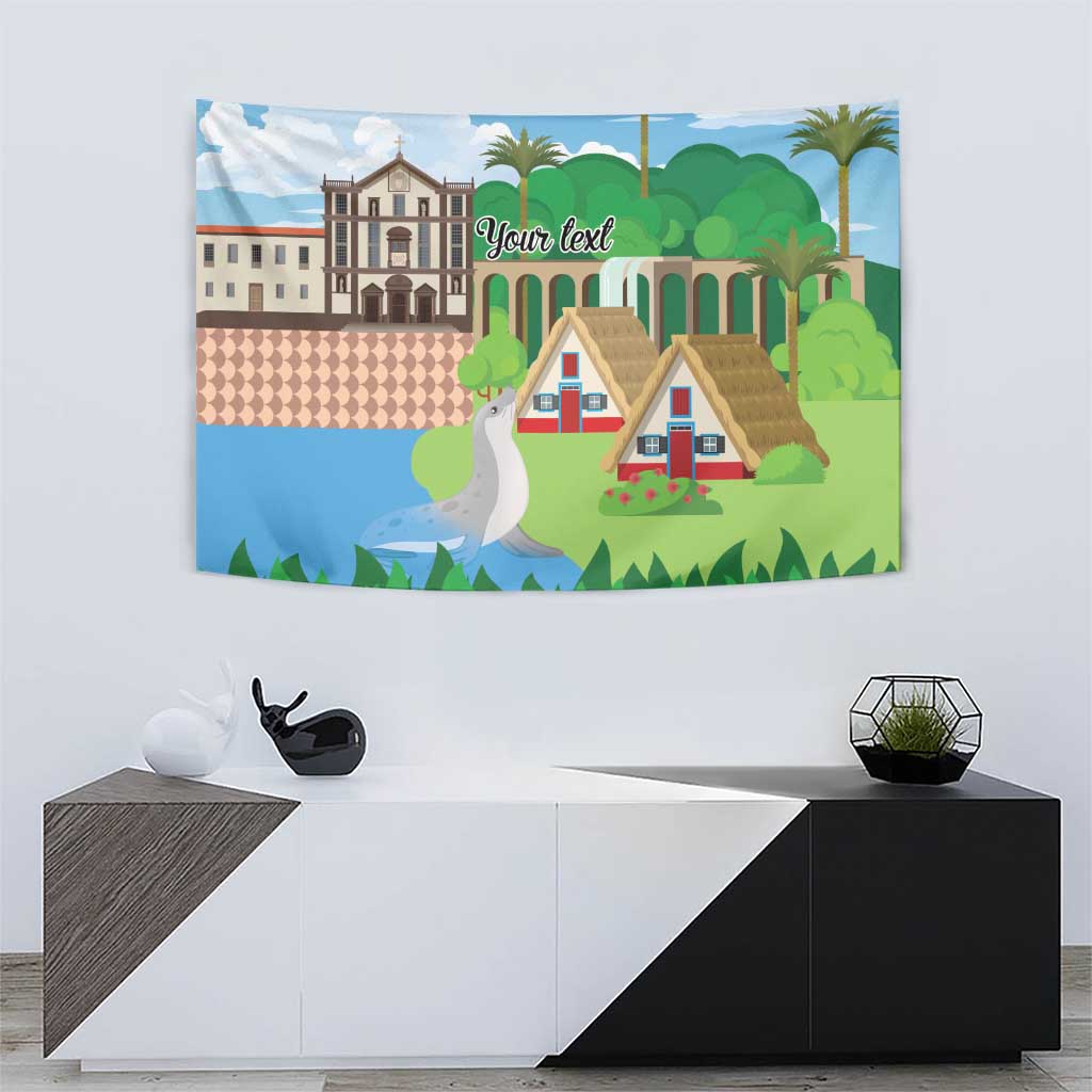 Feliz Dia de Madeira Personalized Tapestry Traditional Palheiros Straw-roofed Houses - Wonder Print Shop
