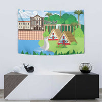 Feliz Dia de Madeira Personalized Tapestry Traditional Palheiros Straw-roofed Houses - Wonder Print Shop