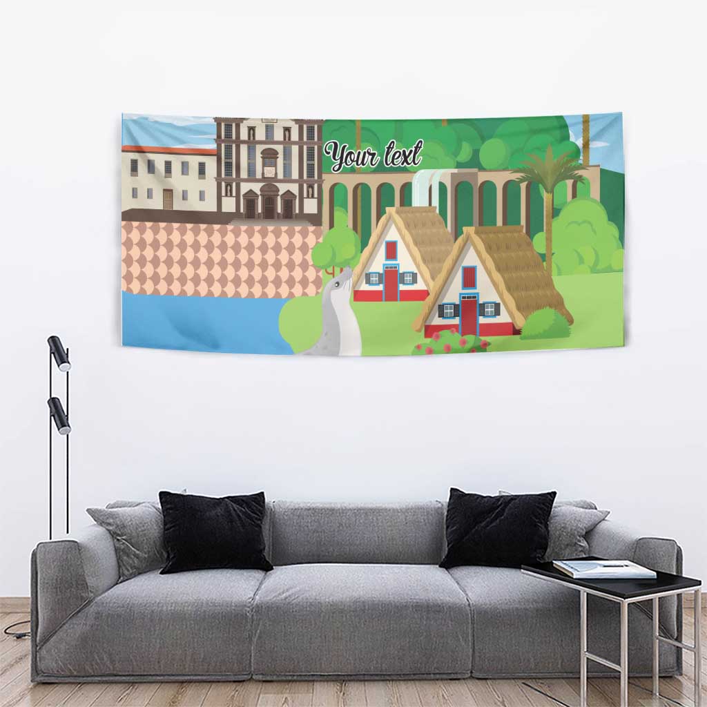 Feliz Dia de Madeira Personalized Tapestry Traditional Palheiros Straw-roofed Houses - Wonder Print Shop
