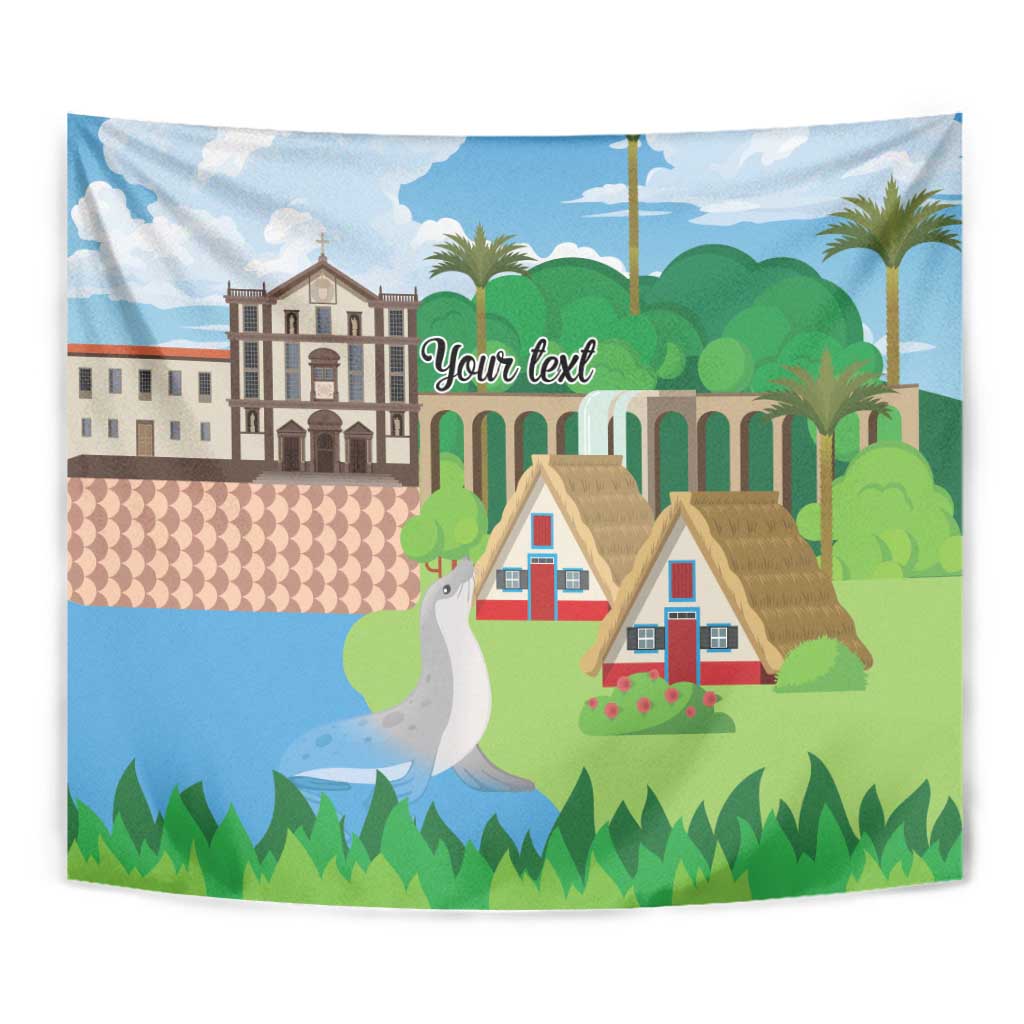 Feliz Dia de Madeira Personalized Tapestry Traditional Palheiros Straw-roofed Houses - Wonder Print Shop