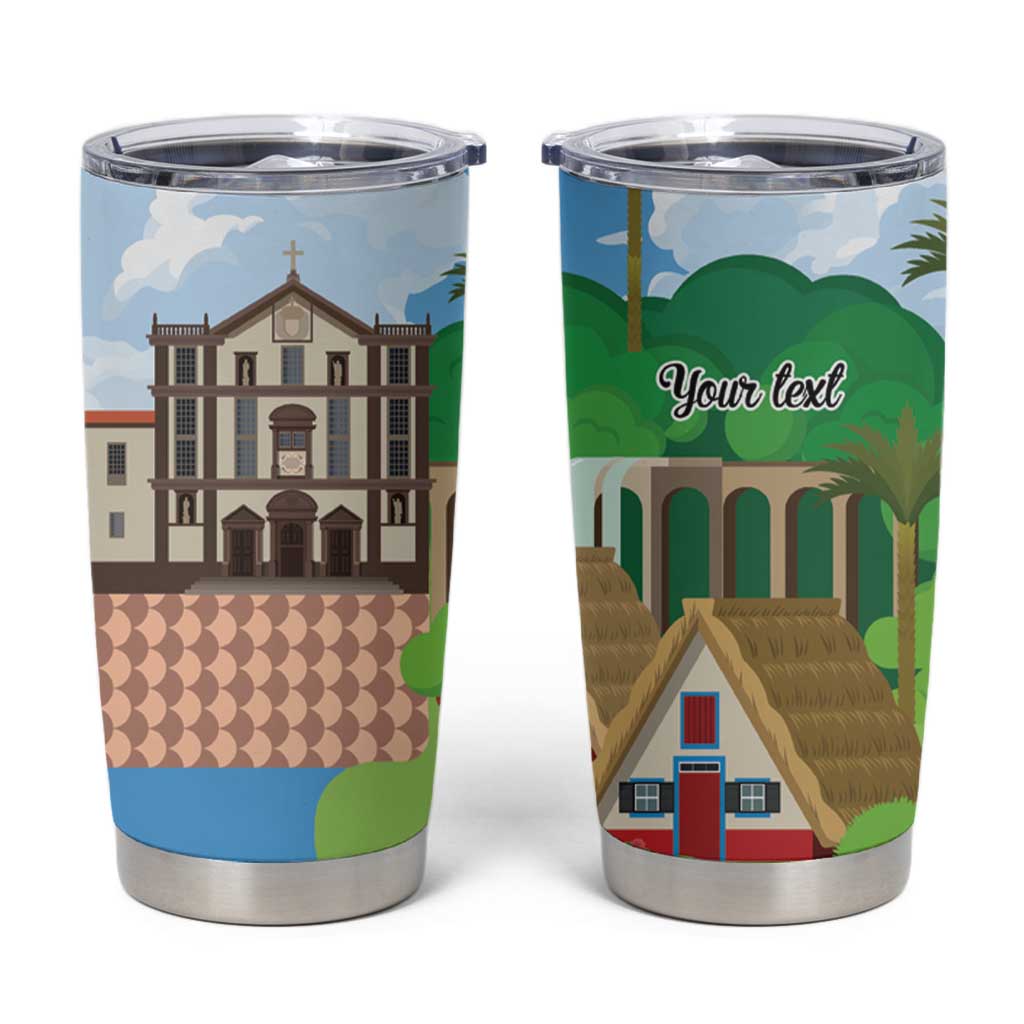 Feliz Dia de Madeira Personalized Tumbler Cup Traditional Palheiros Straw-roofed Houses - Wonder Print Shop