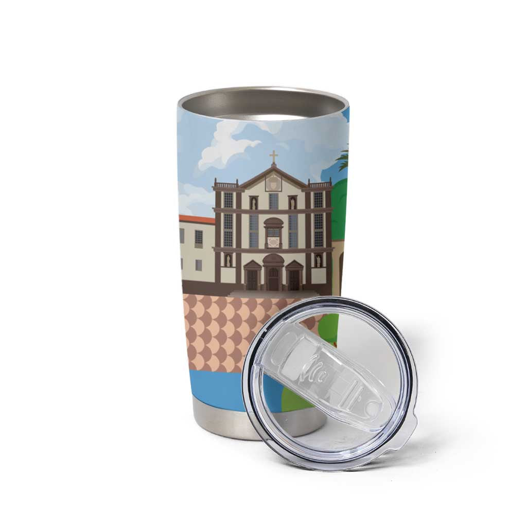 Feliz Dia de Madeira Personalized Tumbler Cup Traditional Palheiros Straw-roofed Houses - Wonder Print Shop