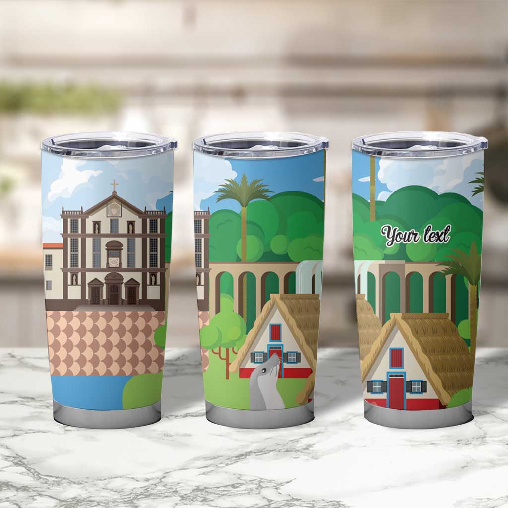 Feliz Dia de Madeira Personalized Tumbler Cup Traditional Palheiros Straw-roofed Houses - Wonder Print Shop