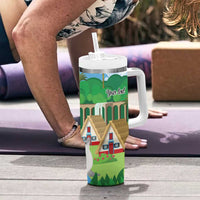 Feliz Dia de Madeira Personalized Tumbler With Handle Traditional Palheiros Straw-roofed Houses - Wonder Print Shop