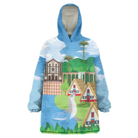 Feliz Dia de Madeira Personalized Wearable Blanket Hoodie Traditional Palheiros Straw-roofed Houses - Wonder Print Shop