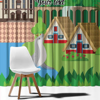 Feliz Dia de Madeira Personalized Window Curtain Traditional Palheiros Straw-roofed Houses - Wonder Print Shop