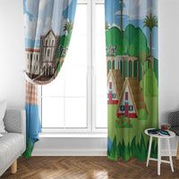 Feliz Dia de Madeira Personalized Window Curtain Traditional Palheiros Straw-roofed Houses - Wonder Print Shop
