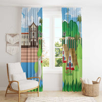 Feliz Dia de Madeira Personalized Window Curtain Traditional Palheiros Straw-roofed Houses - Wonder Print Shop