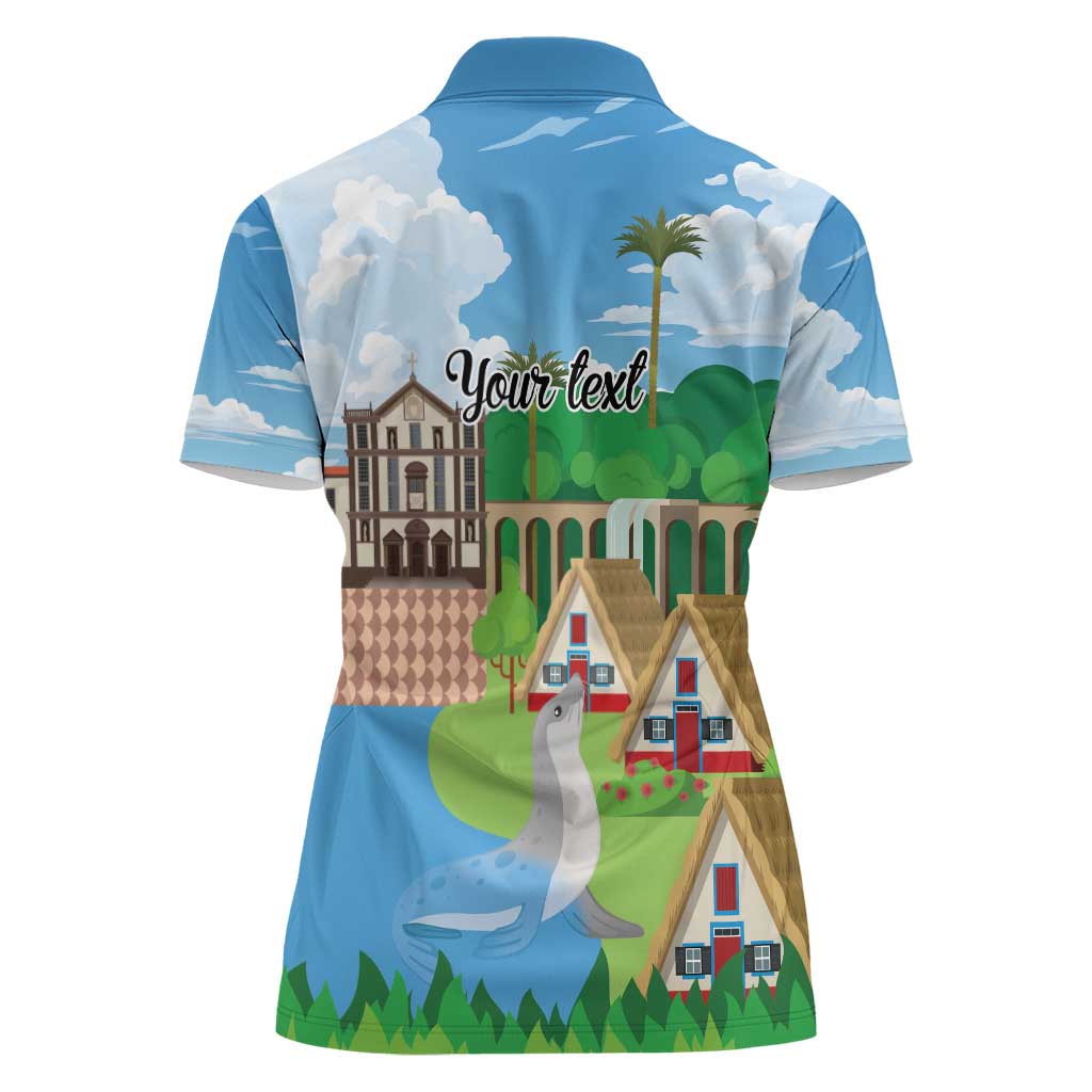 Feliz Dia de Madeira Personalized Women Polo Shirt Traditional Palheiros Straw-roofed Houses - Wonder Print Shop