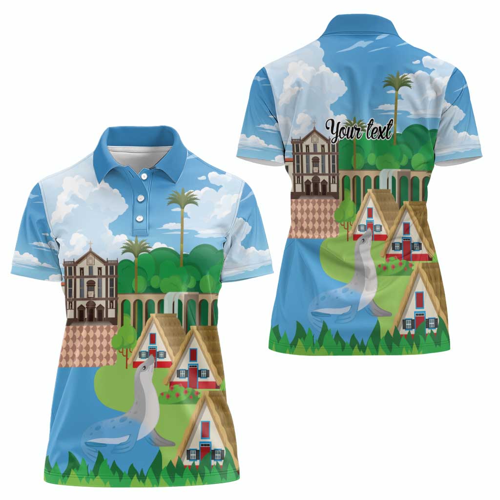Feliz Dia de Madeira Personalized Women Polo Shirt Traditional Palheiros Straw-roofed Houses - Wonder Print Shop