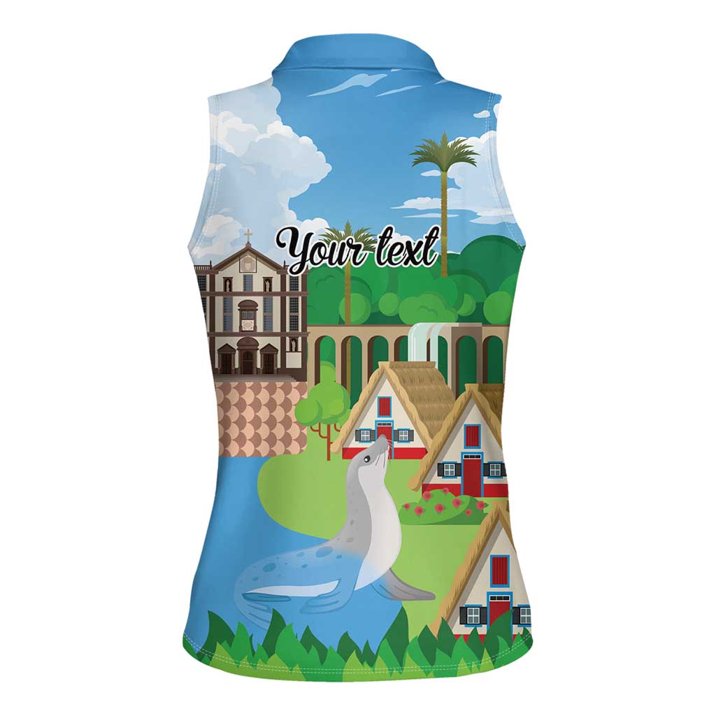 Feliz Dia de Madeira Personalized Women Sleeveless Polo Shirt Traditional Palheiros Straw-roofed Houses - Wonder Print Shop