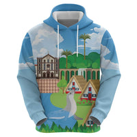 Feliz Dia de Madeira Personalized Zip Hoodie Traditional Palheiros Straw-roofed Houses - Wonder Print Shop
