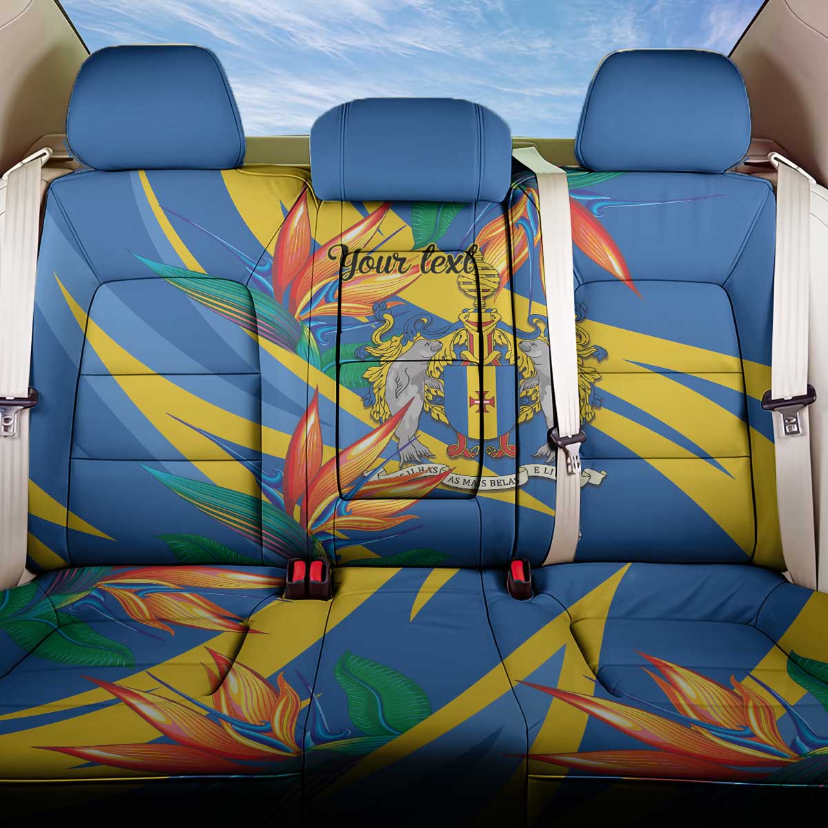 Bird of Paradise Flower Madeira Personalized Back Car Seat Cover - Wonder Print Shop